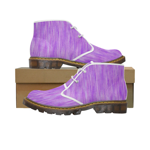 Purple Lavender Splash Women's Canvas Chukka Boots/Large Size (Model 2402-1)