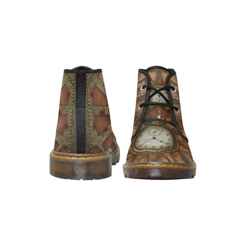 Steampunk, wonderful clocks in noble design Women's Canvas Chukka Boots (Model 2402-1)