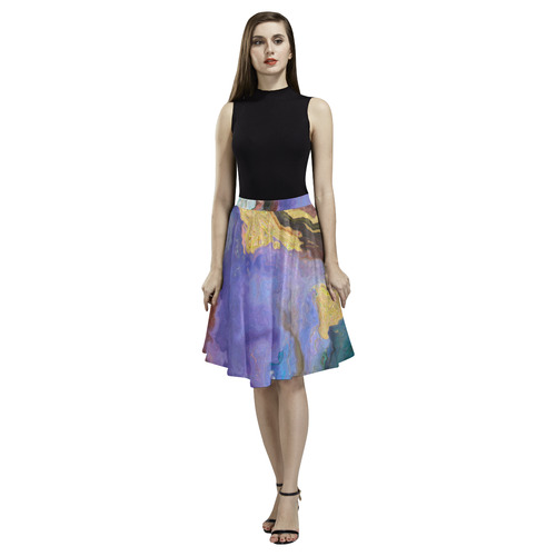 colorful marble Melete Pleated Midi Skirt (Model D15)