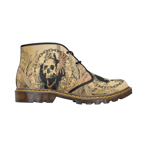 Amazing skull with wings Women's Canvas Chukka Boots/Large Size (Model 2402-1)