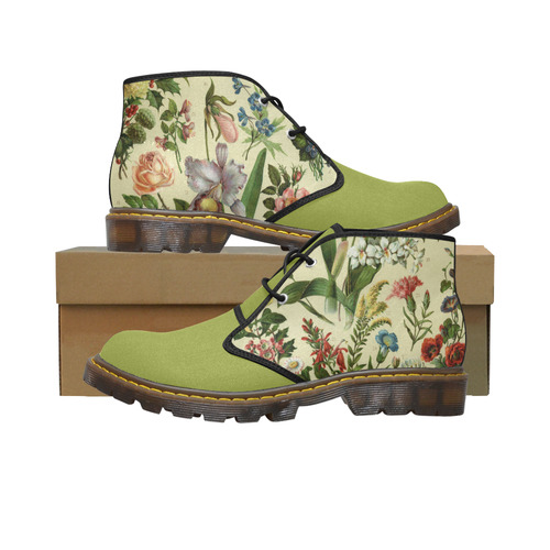 Victorian Flowers Women's Canvas Chukka Boots (Model 2402-1)