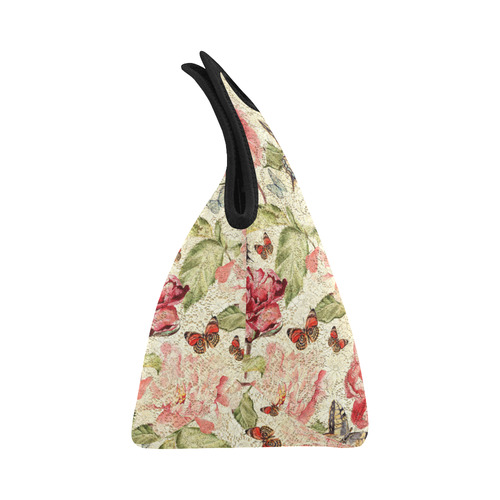 Watercolor Vintage Flowers Butterflies Lace 1 Neoprene Lunch Bag/Small (Model 1669)