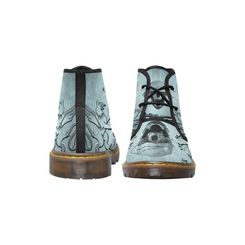 Scary skull with lion Women's Canvas Chukka Boots (Model 2402-1)