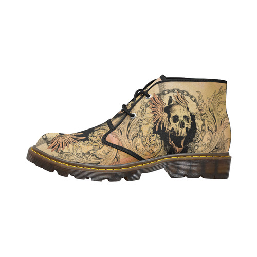 Amazing skull with wings Women's Canvas Chukka Boots/Large Size (Model 2402-1)