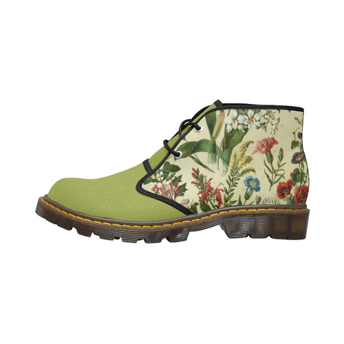 Victorian Flowers Women's Canvas Chukka Boots (Model 2402-1)