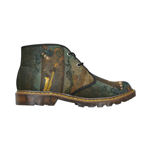 Music, saxophone, vintage Women's Canvas Chukka Boots/Large Size (Model 2402-1)