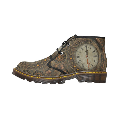 Steampunk clock, cute giraffe Women's Canvas Chukka Boots (Model 2402-1)