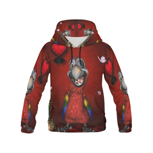Funny, cute parrot All Over Print Hoodie for Men (USA Size) (Model H13)
