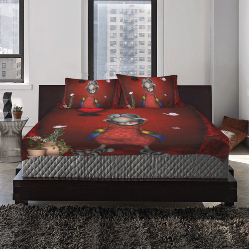 Funny, cute parrot 3-Piece Bedding Set