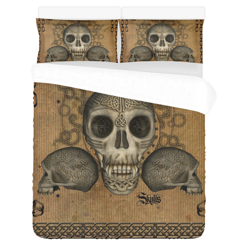 Awesome skull with celtic knot 3-Piece Bedding Set