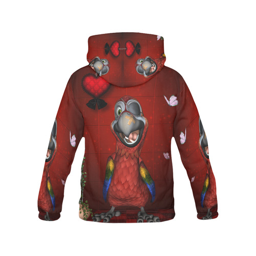 Funny, cute parrot All Over Print Hoodie for Men (USA Size) (Model H13)