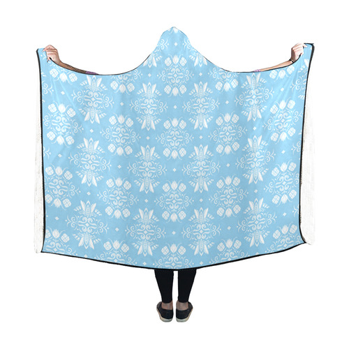 Wall Flower in Airy Blue High Drama by Aleta Hooded Blanket 60''x50''