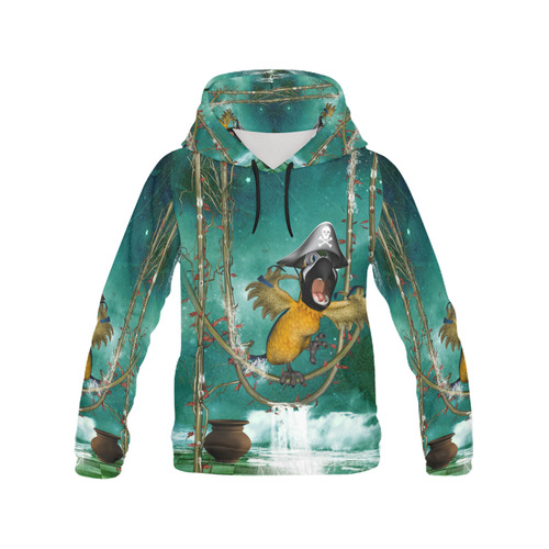 Funny pirate parrot All Over Print Hoodie for Men (USA Size) (Model H13)