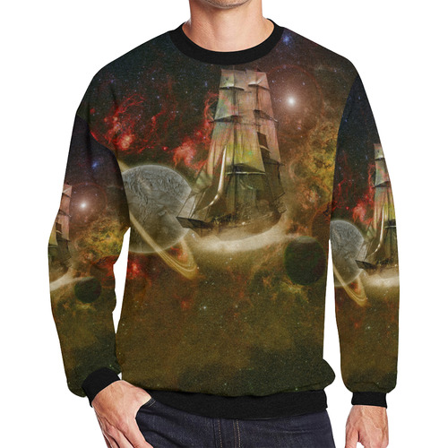 Star Ship Men's Oversized Fleece Crew Sweatshirt (Model H18)