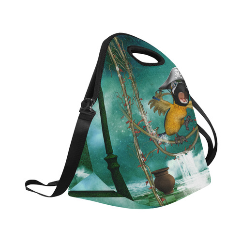 Funny pirate parrot Neoprene Lunch Bag/Large (Model 1669)