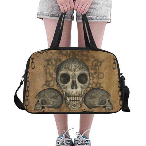 Awesome skull with celtic knot Fitness Handbag (Model 1671)