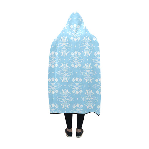 Wall Flower in Airy Blue High Drama by Aleta Hooded Blanket 60''x50''