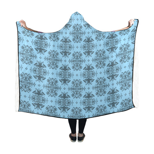 Wall Flower in Airy Blue by Aleta Hooded Blanket 60''x50''