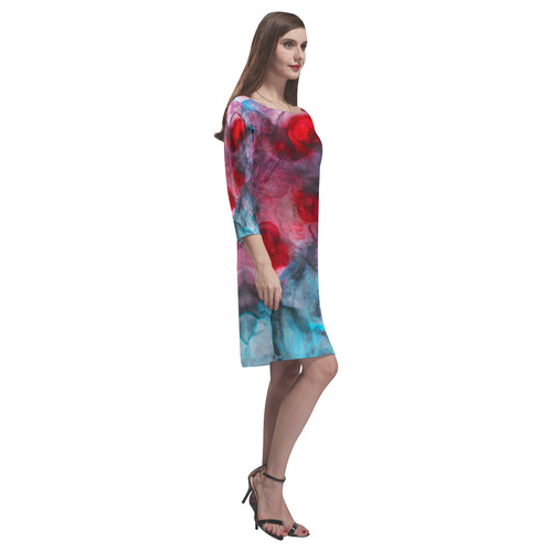 red blue ink Rhea Loose Round Neck Dress(Model D22)