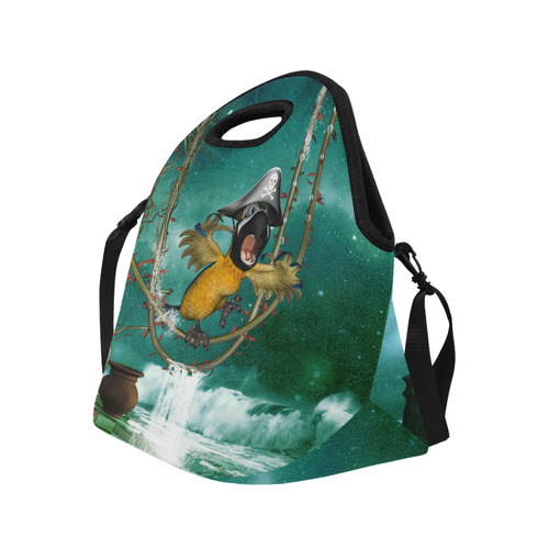 Funny pirate parrot Neoprene Lunch Bag/Large (Model 1669)