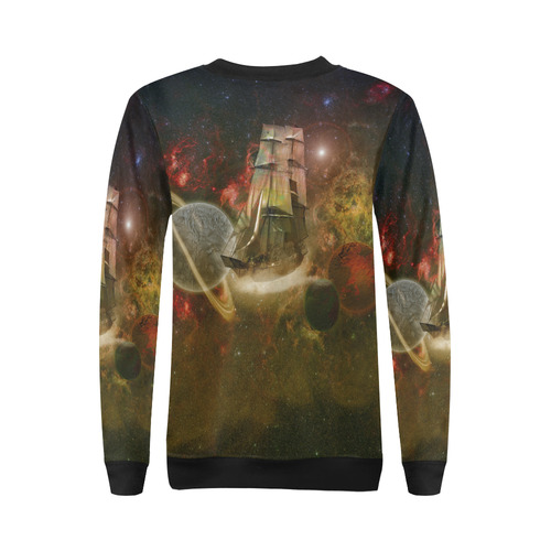 Star Ship All Over Print Crewneck Sweatshirt for Women (Model H18)