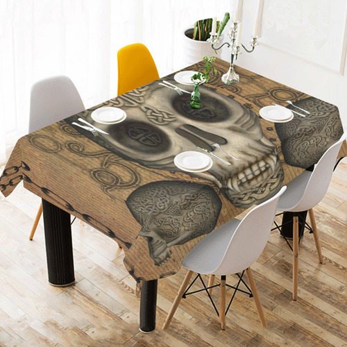 Awesome skull with celtic knot Cotton Linen Tablecloth 60" x 90"