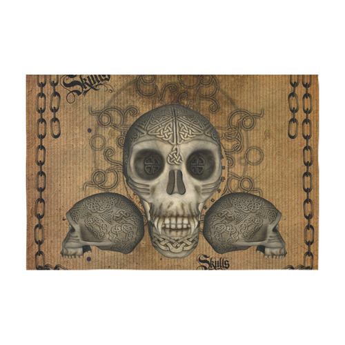 Awesome skull with celtic knot Cotton Linen Tablecloth 60" x 90"