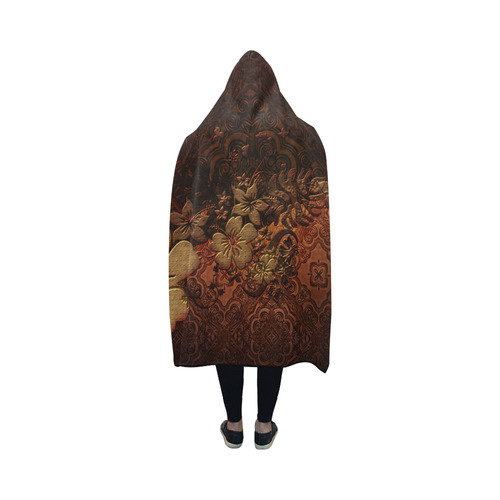 Floral design, vintage Hooded Blanket 50''x40''