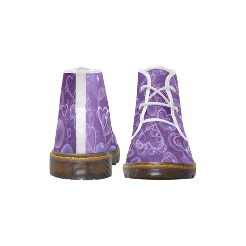 Purple Hearts And Bubbles Men's Canvas Chukka Boots (Model 2402-1)