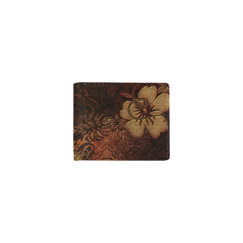 Floral design, vintage Mini Bifold Wallet (Model 1674)