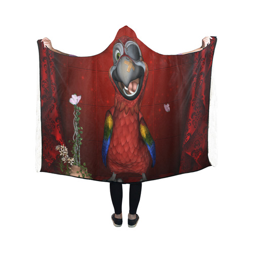 Funny, cute parrot Hooded Blanket 50''x40''