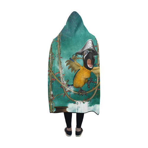 Funny pirate parrot Hooded Blanket 60''x50''