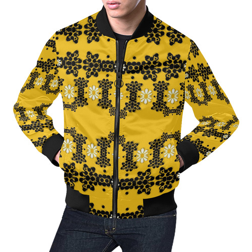 Ornate circulate is festive in flower decorative All Over Print Bomber Jacket for Men (Model H19)