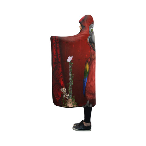 Funny, cute parrot Hooded Blanket 50''x40''