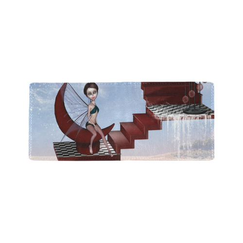 Cute fairy sitting on the moon Mini Bifold Wallet (Model 1674)