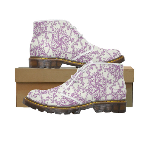 Purple Flower Swirl Men's Canvas Chukka Boots (Model 2402-1)