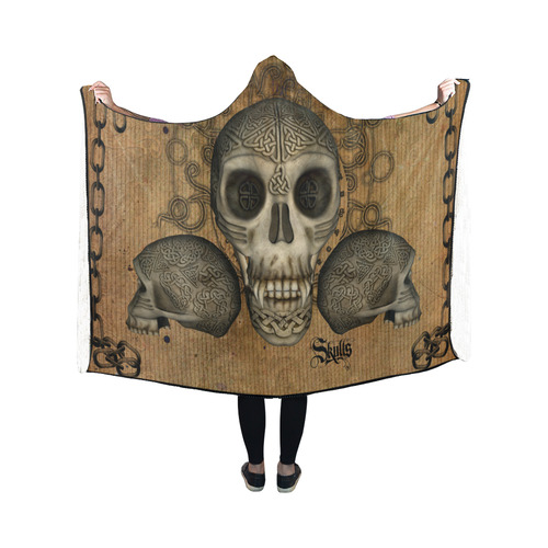 Awesome skull with celtic knot Hooded Blanket 50''x40''