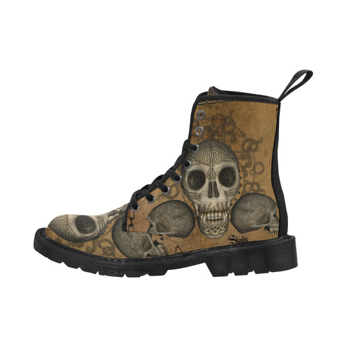Awesome skull with celtic knot Martin Boots for Women (Black) (Model 1203H)
