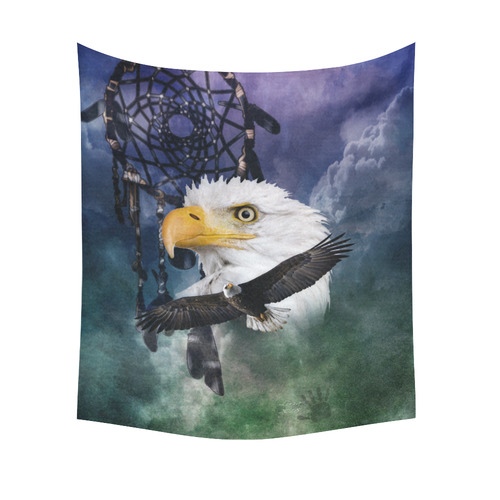 Shaman Eagle Spirit Cotton Linen Wall Tapestry 51"x 60"