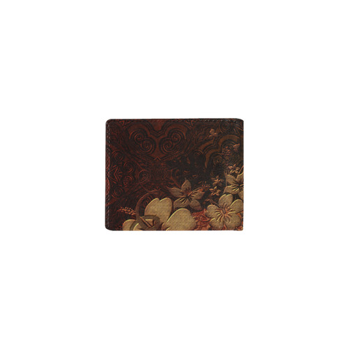 Floral design, vintage Mini Bifold Wallet (Model 1674)