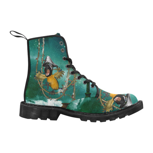 Funny pirate parrot Martin Boots for Women (Black) (Model 1203H)