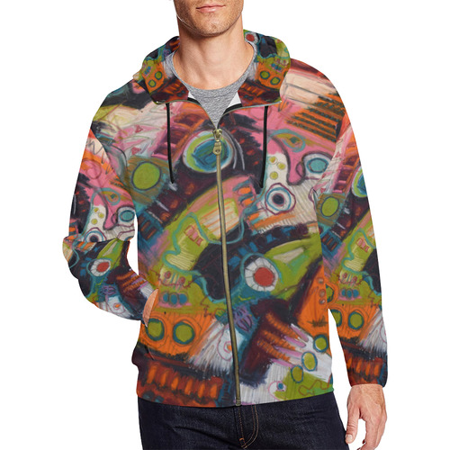 Which Way Desert Wind All Over Print Full Zip Hoodie for Men (Model H14)