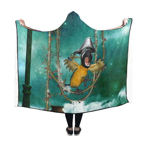 Funny pirate parrot Hooded Blanket 60''x50''