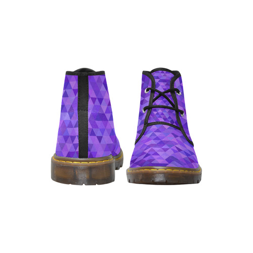 Purple Triangles Women's Canvas Chukka Boots/Large Size (Model 2402-1)