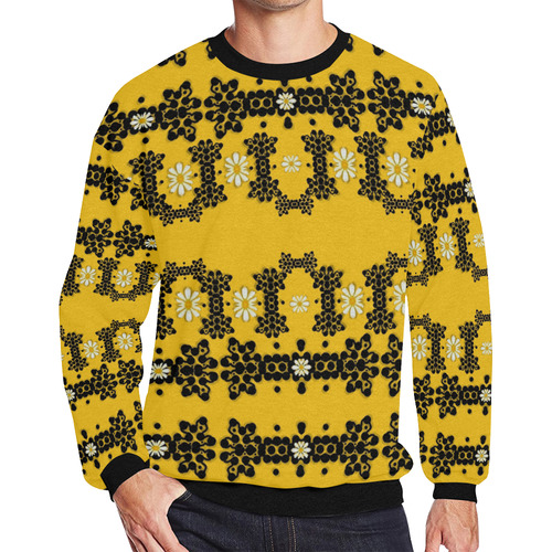 Ornate circulate is festive in flower decorative Men's Oversized Fleece Crew Sweatshirt (Model H18)