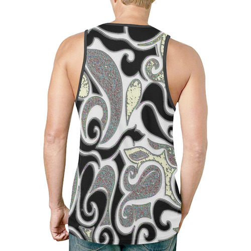 Vintage Retro Swirl in black and white New All Over Print Tank Top for Men (Model T46)