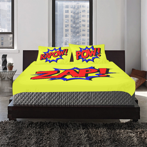 Duvet Cover 2 Pillows Comic Book Pow Zap Kapow Custom Design By