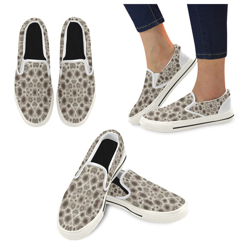 Petosky Slip On White Women's Slip-on Canvas Shoes (Model 019)
