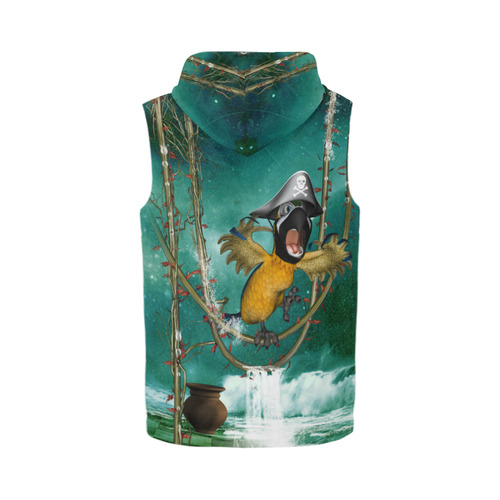 Funny pirate parrot All Over Print Sleeveless Zip Up Hoodie for Men (Model H16)