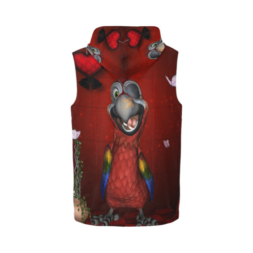 Funny, cute parrot All Over Print Sleeveless Zip Up Hoodie for Men (Model H16)